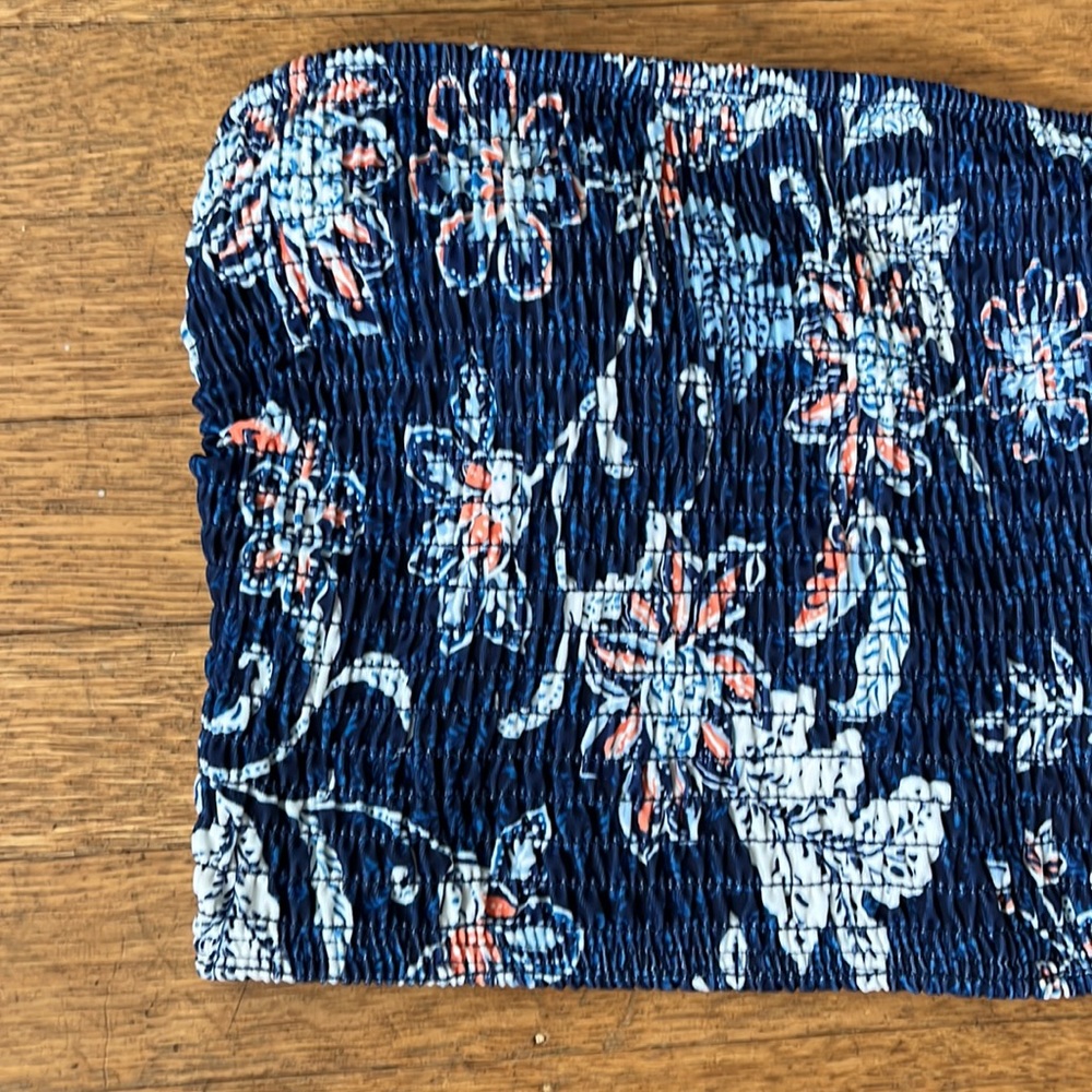 Old navy bandeau bikini NWT old navy ladies L, blue and peach floral, so cute! - Picture 2 of 6